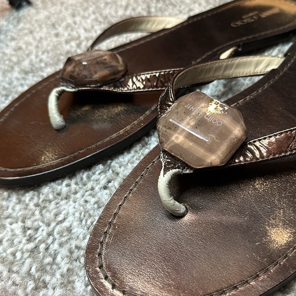 Jimmy Choo Size 38.5 Made in Italy Brown Flip Flop Sandals AS IS - Picture 2 of 11